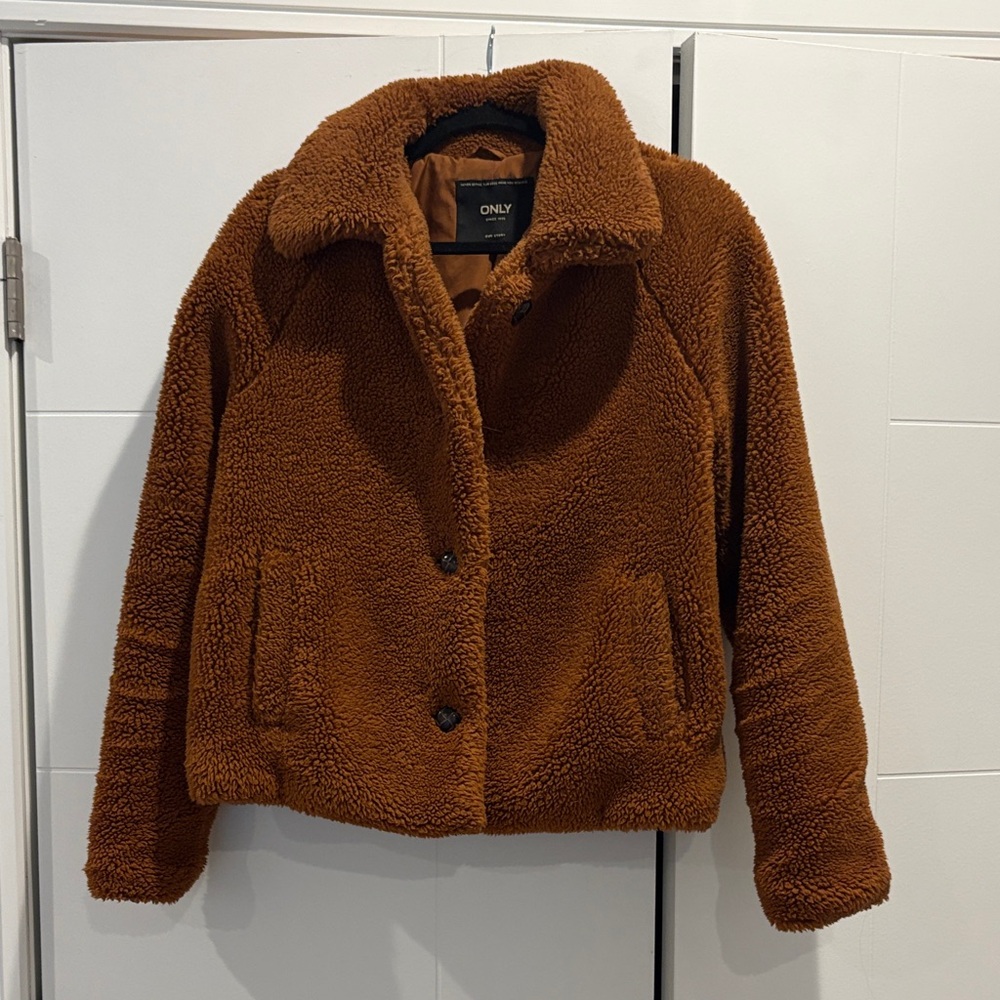 ONLY Women's Warm Tan Teddy Jacket. Medium.